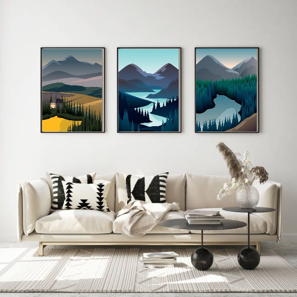 Mountains Scenic (Black, A4 | 21 × 29.7 | 8.27 × 11.69)