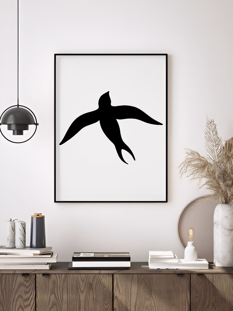 Bird in Flight (Glossy, Black, A4 | 21 × 29.7 | 8.27 × 11.69)