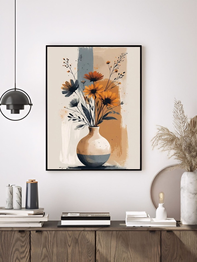 Flower Vase (Matte Print, Black, A4 | 21 × 29.7 | 8.27 × 11.69)