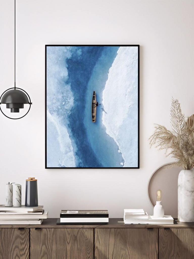Boat Through Ice (Matte Print, Black, A4 | 21 × 29.7 | 8.27 × 11.69)