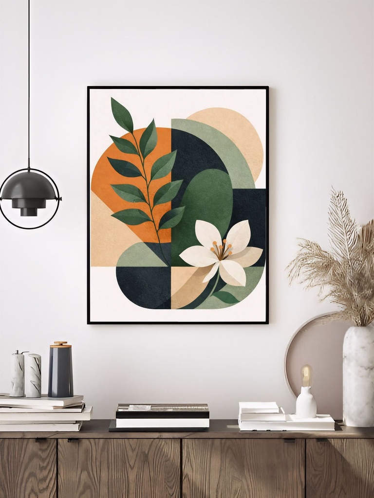 Flowers and Leaves (Matte Print, Black, A4 | 21 × 29.7 | 8.27 × 11.69)