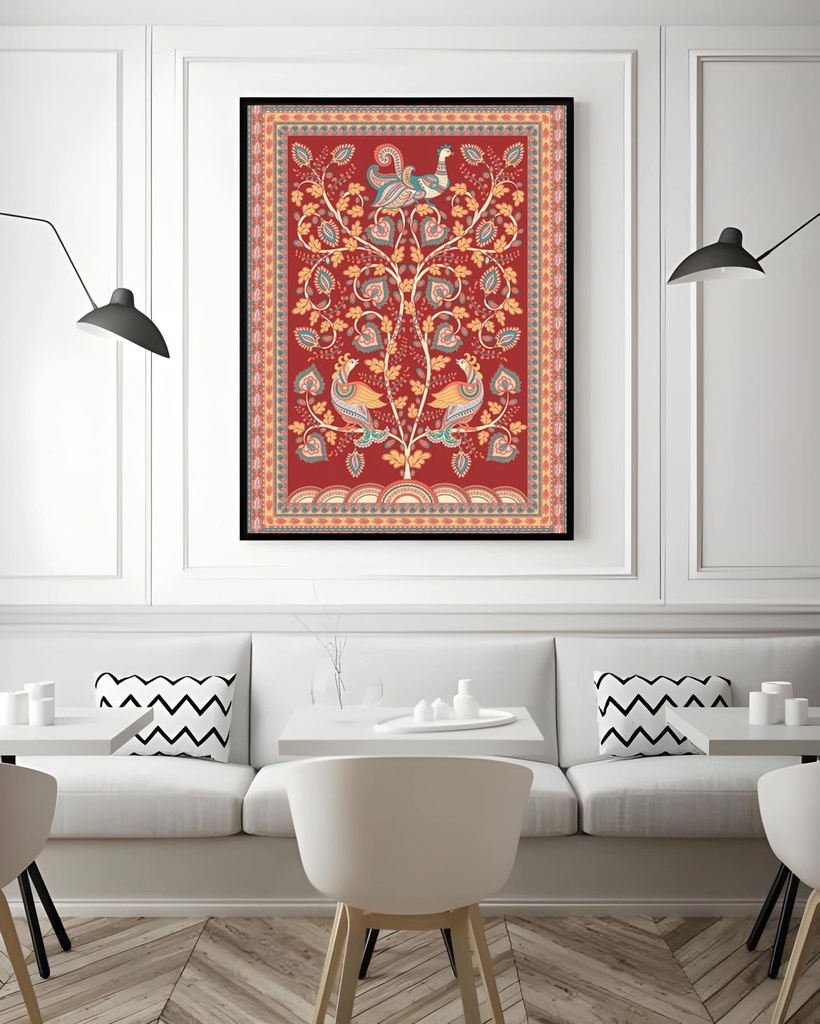 Crimson Peacock Vine (Matte Print, Black, A4 | 21 × 29.7 | 8.27 × 11.69)